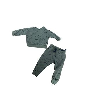 Müsli by Green Cotton Baby Boys Girls Green Bus Print Sweatshirt Pants Set 6-9M